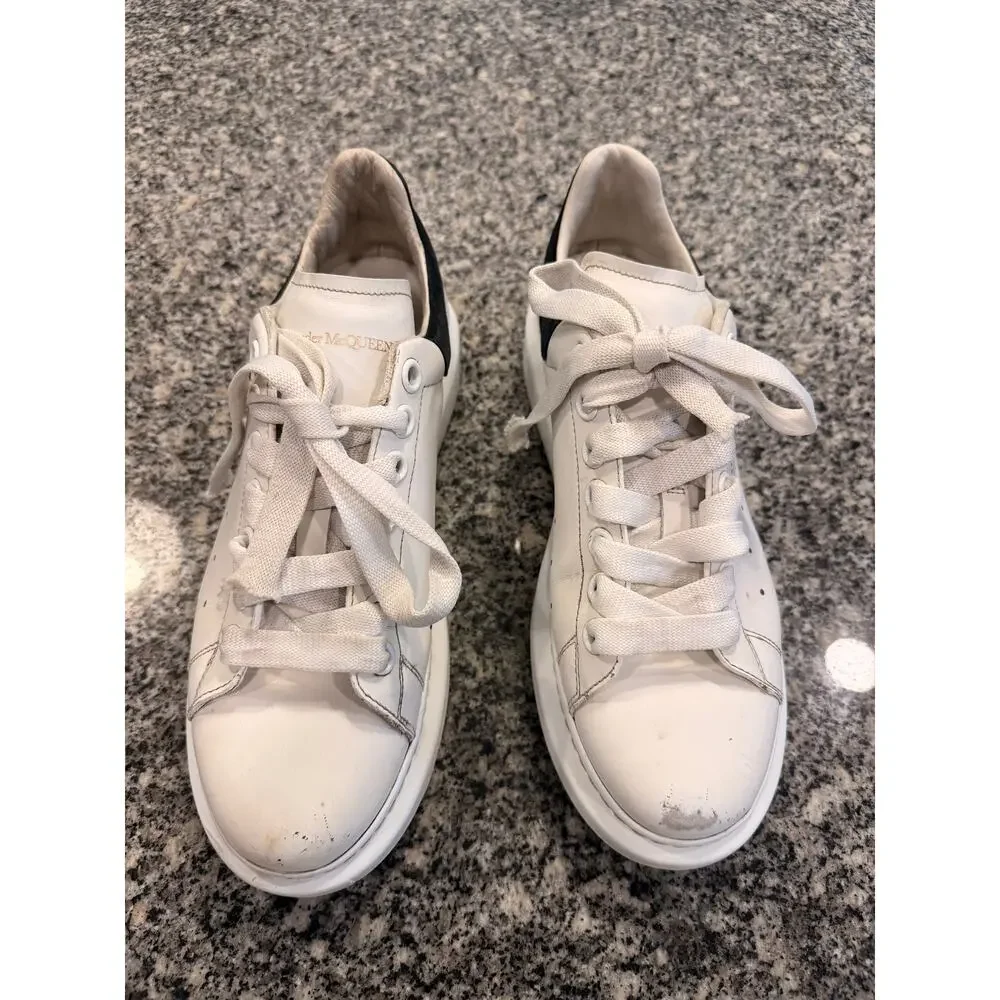Alexander McQueen White/Black Leather Oversized Sneakers